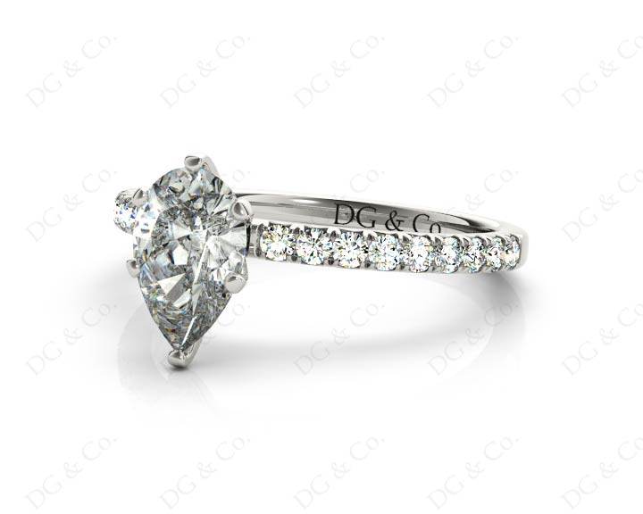 Marquise Cut Claw Set Diamond ring with pave set side stone - Platinum - DG & Co. Jewellery