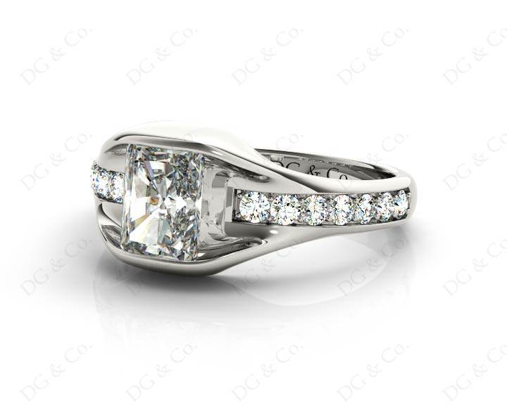 Radiant Cut Diamond Ring with Tension set centre stone - 18K White - DG & Co. Jewellery