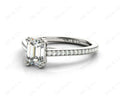 Emerald Cut Four Prongs Diamond Ring with Channel Set Side Stones - 18K White - DG & Co. Jewellery