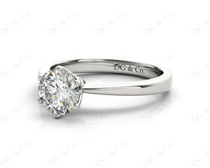 Platinum Brilliant Cut Six Claw Set Diamond Ring On A Upswept Reverse Taper Band - DG & Co. Jewellery