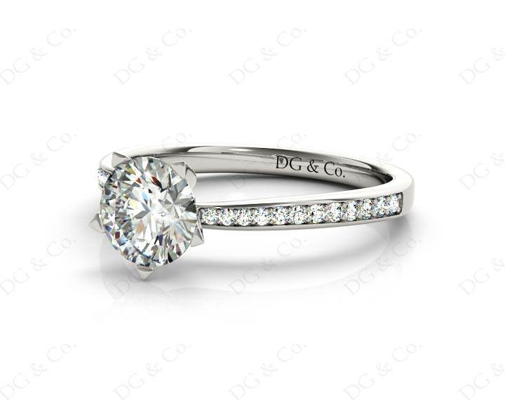 Round Cut Twist band claw set diamond with grain set side stone in Platinum - DG & Co. Jewellery