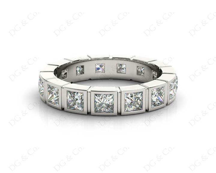 Princess Cut Bezel Set Diamond Eternity Wedding Ring - 18K White - DG & Co. Jewellery