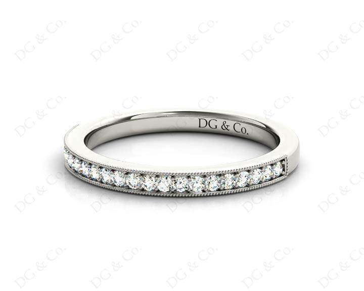Diamond Wedding Band with Milgrain Setting Stones - Platinum - DG & Co. Jewellery