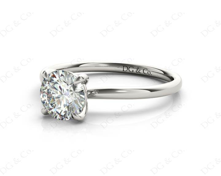 Round Cut Four Claw Set Diamond Ring with Plain Band - Platinum - DG & Co. Jewellery