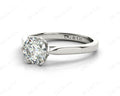 Round Cut Six Claw Set Diamond Ring with Plain Band in 18K White - DG & Co. Jewellery
