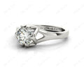 Round Cut Diamond Solitaire Engagement Ring in Split Interwoven Six Prongs Setting - 18K White - DG & Co. Jewellery