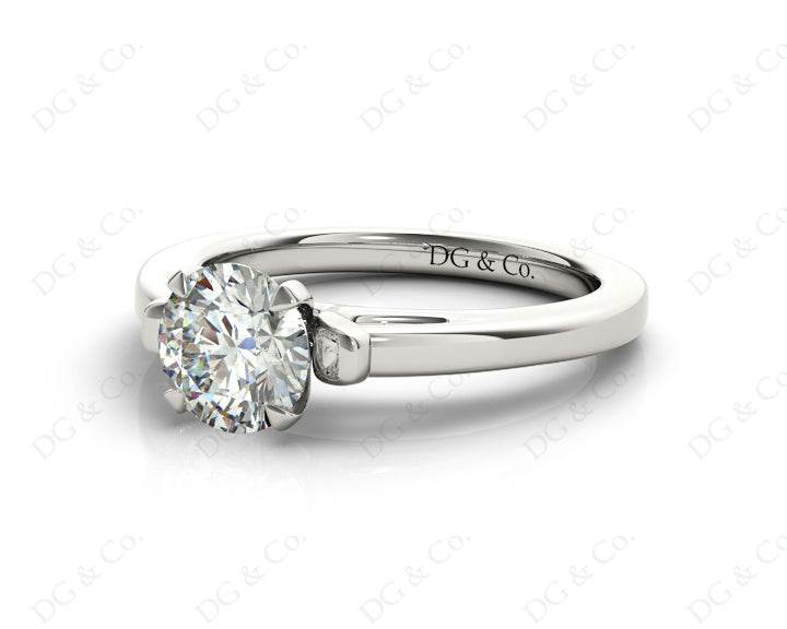 Round Cut Unique Setting Four Claws Diamond Engagement Ring Setting in 18K White - DG & Co. Jewellery