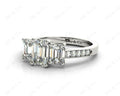 Emerald Cut Trilogy Ring with Channel Set Shoulder Diamonds - Platinum - DG & Co. Jewellery