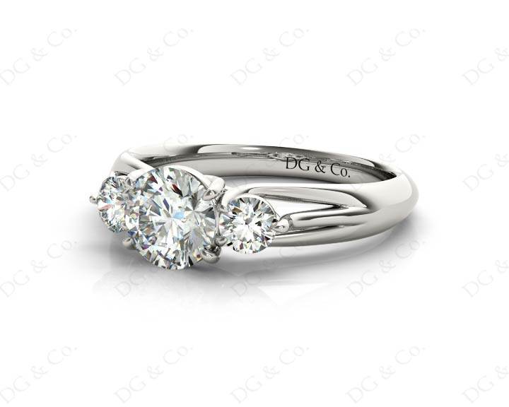 Round Cut Trilogy Diamond Engagement Ring cross-over setting in Platinum - DG & Co. Jewellery