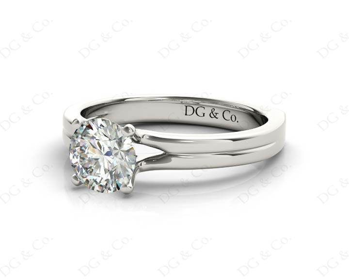 Solitaire Split Band Round Cut Four Claw Diamond Ring - Platinum - DG & Co. Jewellery