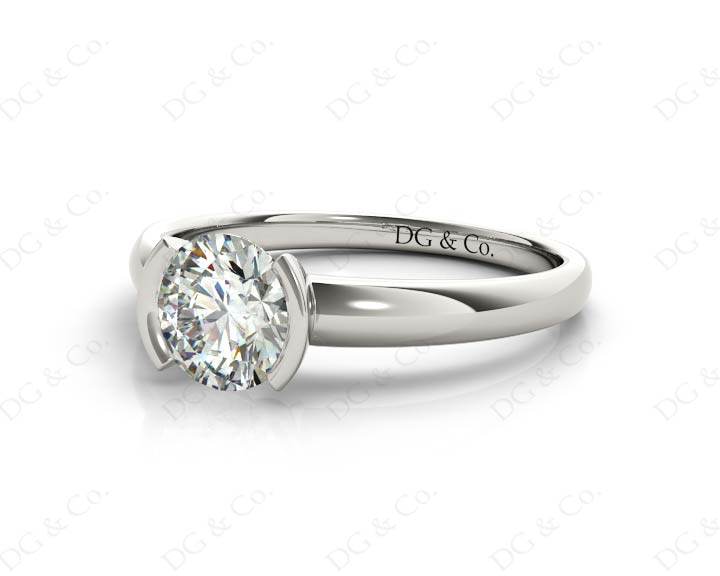 Round Cut Bezel Set Diamond Ring on a Plain Band in 18K White - DG & Co. Jewellery