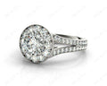 Round Cut Halo Diamond Engagement ring with claw set centre stone in 18K White - DG & Co. Jewellery