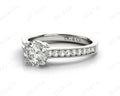 Round Cut Four Claw Set Milgrain Diamond Engagement Ring With Pave Side Stones - 18k White - DG & Co. Jewellery