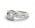 Round Cut Cross Over Ring Half Bezel Set Diamond Engagement Ring with Channel Set Side Stones - Platinum - DG & Co. Jewellery