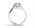 Round Cut Split Shank Diamond Halo Engagement Ring with Pave Set Side Stones Down the Band in Platinum - DG & Co. Jewellery