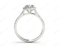 Round Cut Diamond Ring With Round Cut Diamonds Scallop Set on the Halo and Down the Shoulders - 18K White - DG & Co. Jewellery