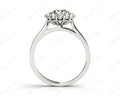 Round Cut Flower Halo Diamond Ring with a Claw Set Halo and Pave Set Side Stones - 18k White - DG & Co. Jewellery