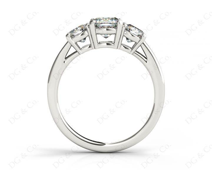 Cushion Cut Four Claw Trilogy Diamond Engagement Ring - 18K White - DG & Co. Jewellery