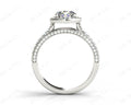 Triple Band Round Cut Diamond Halo Engagement Ring with Pave Set Side Stones and Halo in Platinum - DG & Co. Jewellery
