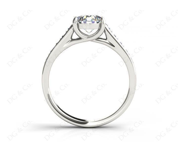Round Cut 4 Claw Side Stone Engagement Ring with Channel Set Side Stones - Platinum - DG & Co. Jewellery