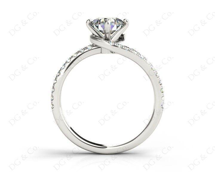 Round Cut Split Shank Diamond Engagement Ring with a Twist Band and Pave Set Side Stones in Platinum - DG & Co. Jewellery