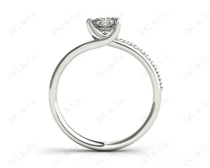 Cushion Cut Diamond Ring with Three Prong Set Centre Stone and Pave Set Side Stones - Platinum - DG & Co. Jewellery