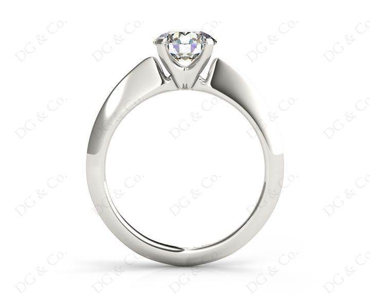 Round Cut Solitaire Diamond Engagement Ring with Four Prong set centre stone and a Knife Edge Band in Platinum - DG & Co. Jewellery