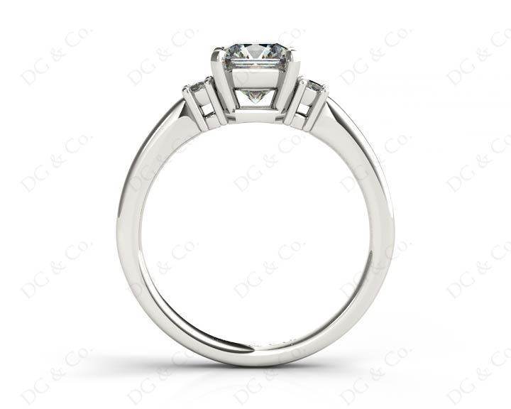 Radiant square cut three stone diamond ring claw set centre stone - Platinum - DG & Co. Jewellery