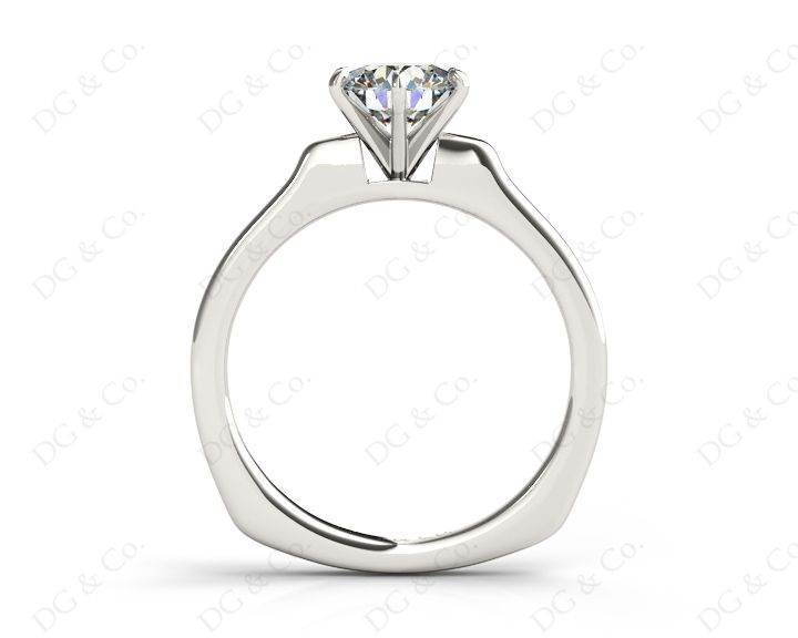 Round Cut Classic Six Claws Diamond Solitaire Ring with Square Edge Shoulders - Platinum - DG & Co. Jewellery