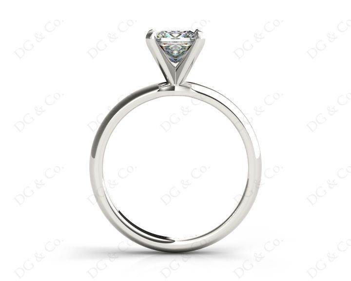 Princess Cut Classic Four Claw Diamond Solitaire Ring with Half Round Edge Shoulders - Platinum - DG & Co. Jewellery
