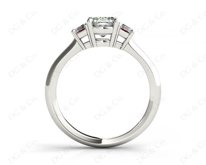 Cushion Cut Trilogy Diamond Ring claw set centre stone - 18K White - DG & Co. Jewellery