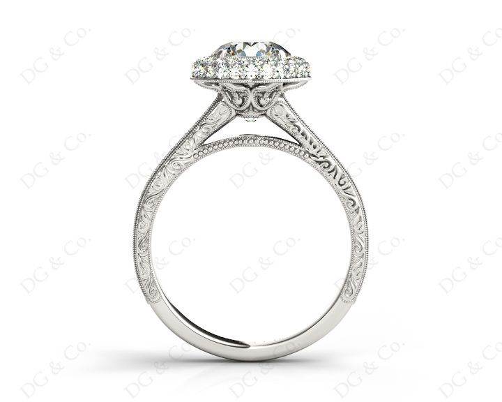 Vintage Style Double Halo Round Cut Diamond Engagement Ring With Claw Set Centre Stone - Platinum - DG & Co. Jewellery
