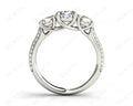 Round Cut Trilogy Diamond Engagement ring with claw set center stone - Platinum - DG & Co. Jewellery
