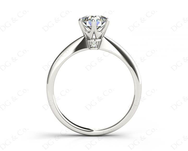 Platinum Brilliant Cut Six Claw Set Diamond Ring On A Upswept Reverse Taper Band - DG & Co. Jewellery