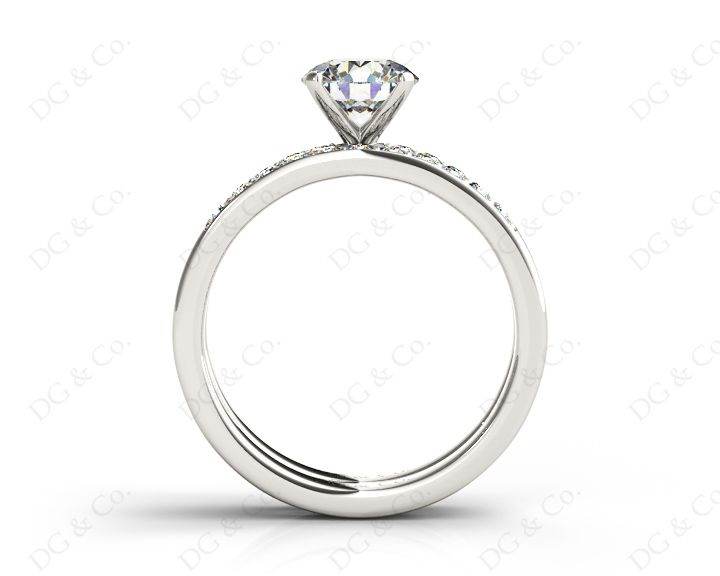 Diamond Wedding Set Rings Round Cut Diamond with Channel Share Prong Setting Side Stones in Platinum - DG & Co. Jewellery