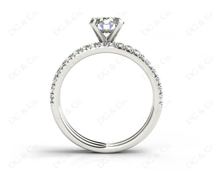 Round Cut Diamond Engagement ring with claw set centre stone - 18K White - DG & Co. Jewellery