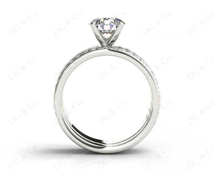 Round Cut Diamond Wedding Set Rings with Pave Setting Side Stones in Platinum - DG & Co. Jewellery