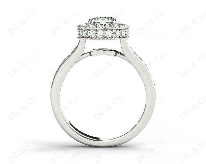 Cushion Cut Halo Ring with Milgrain claw set centre stone - Platinum - DG & Co. Jewellery