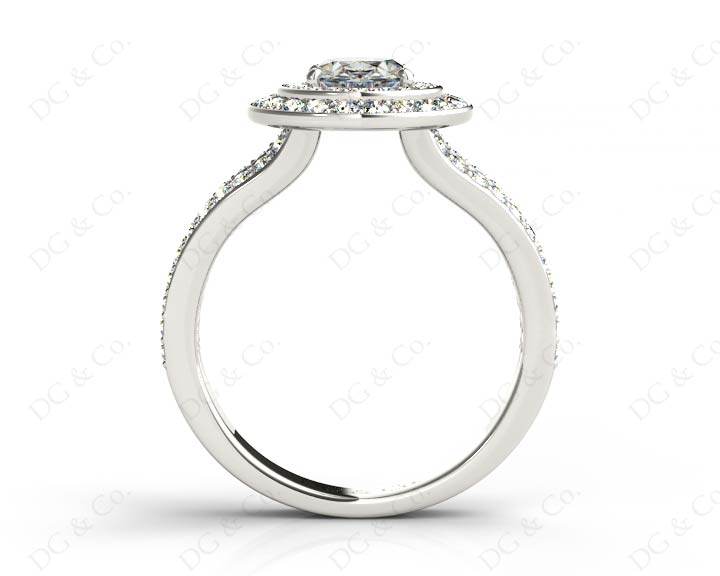Oval Cut Double Halo Diamond Engagement ring - Platinum - DG & Co. Jewellery