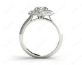 Round Cut Double Halo Plain Band Diamond Engagement ring with claw set centre stone - Platinum - DG & Co. Jewellery