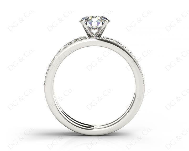 Round cut diamond wedding set rings with four claws setting in Platinum - DG & Co. Jewellery