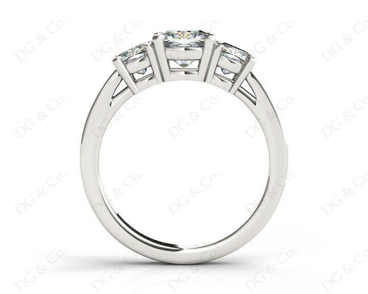 Cushion Cut Trilogy Ring with Channel Set Shoulder Diamonds - Platinum - DG & Co. Jewellery