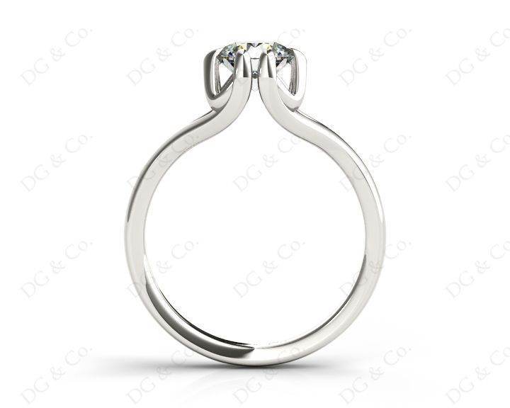 Round Cut Diamond Solitaire Engagement Ring in Split Interwoven Six Prongs Setting - Platinum - DG & Co. Jewellery