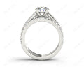 Round cut diamond wedding set rings with four claws setting - Platinum - DG & Co. Jewellery
