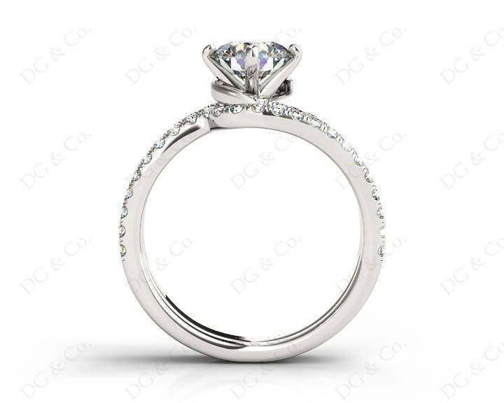 Round Cut Diamond Wedding Set Rings with Pave Setting Side Stones - Platinum - DG & Co. Jewellery