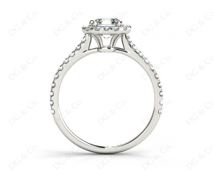 Asscher Cut Halo Diamond Engagement Ring with Claw set centre stone in 18K White - DG & Co. Jewellery