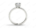Round Cut Four Double Claw Set Diamond Ring with Pave Set Diamonds Down The Shoulders in Platinum - DG & Co. Jewellery