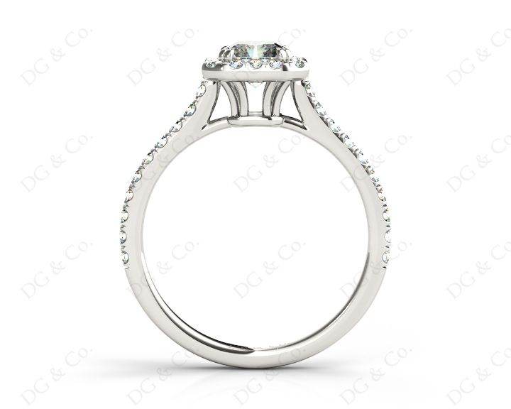 Radiant Cut Halo Diamond Engagement Ring with Claw Set Centre StonePave Setting side Stones - Platinum - DG & Co. Jewellery
