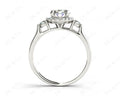Round Cut Halo Trilogy diamond ring with pave set side stone in Platinum - DG & Co. Jewellery
