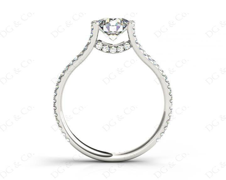 Round cut diamond ring with claw set centre stone in 18K White - DG & Co. Jewellery